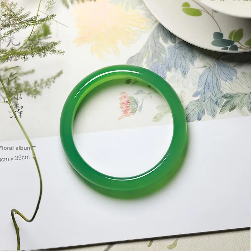 Artisan Lock Heart Jade Chalcedony Jade Bangles Women's-3