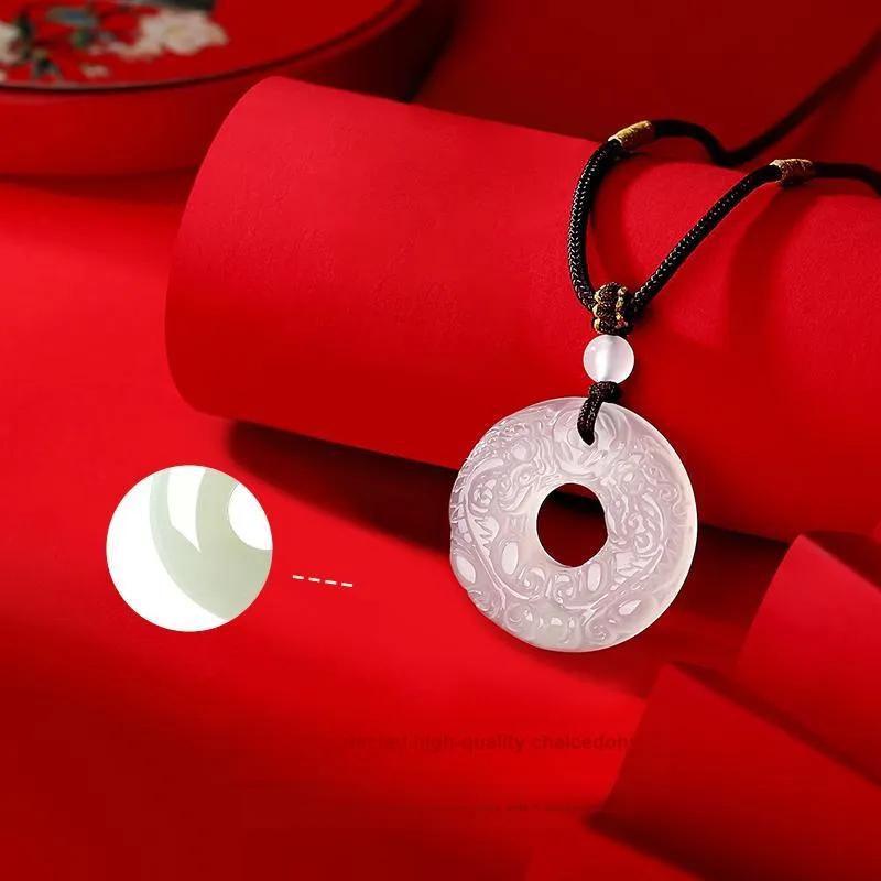 JINLIUFUJIXIANG Natural Obsidian Jade Necklaces Unisex-9