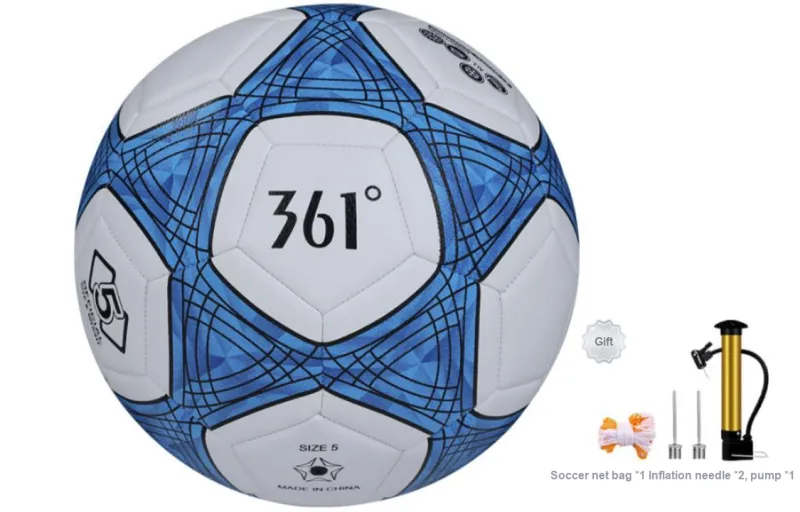 361° Size 5 Soccer TPU Machine Stitched Soccer Ball Unisex Blue White-1