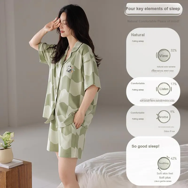 MIIOW Cool One Summer Series Pajama Set Women's Light Green-2