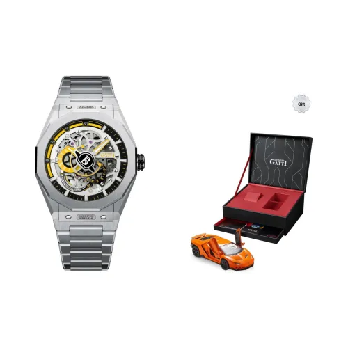 BONEST GATTI King Speed Автоматический Механический Механизм Нержавеющая Сталь Ремешок Часы Мужские Белый Циферблат