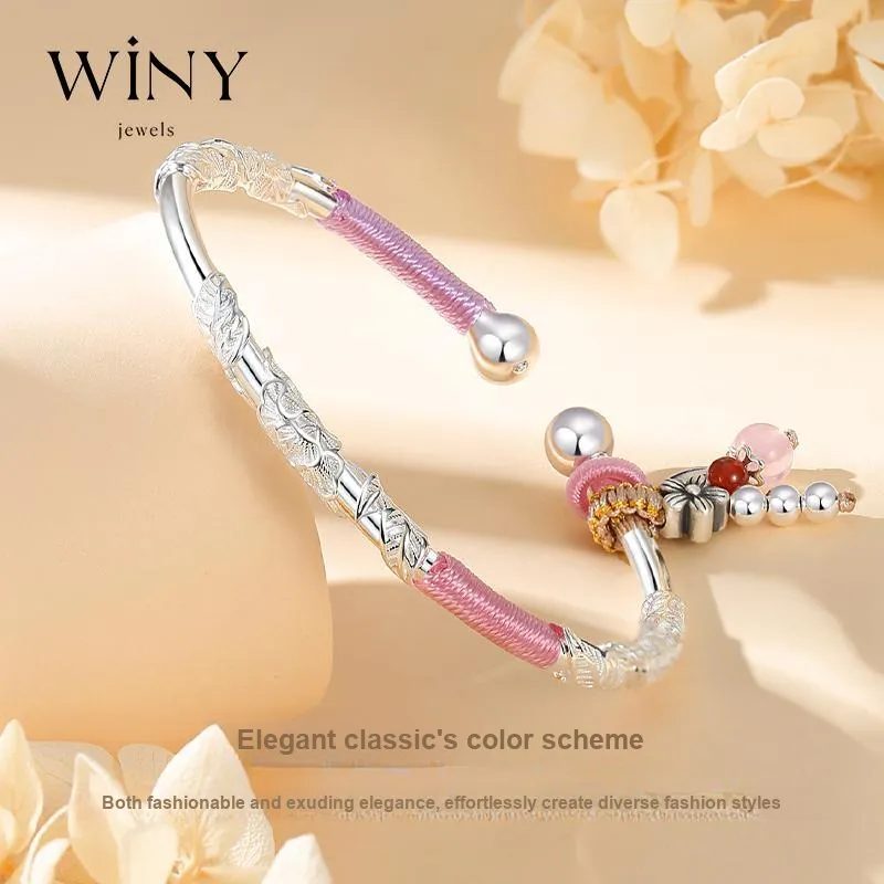 WINY 999 Fine Silver Bangles Women's-5