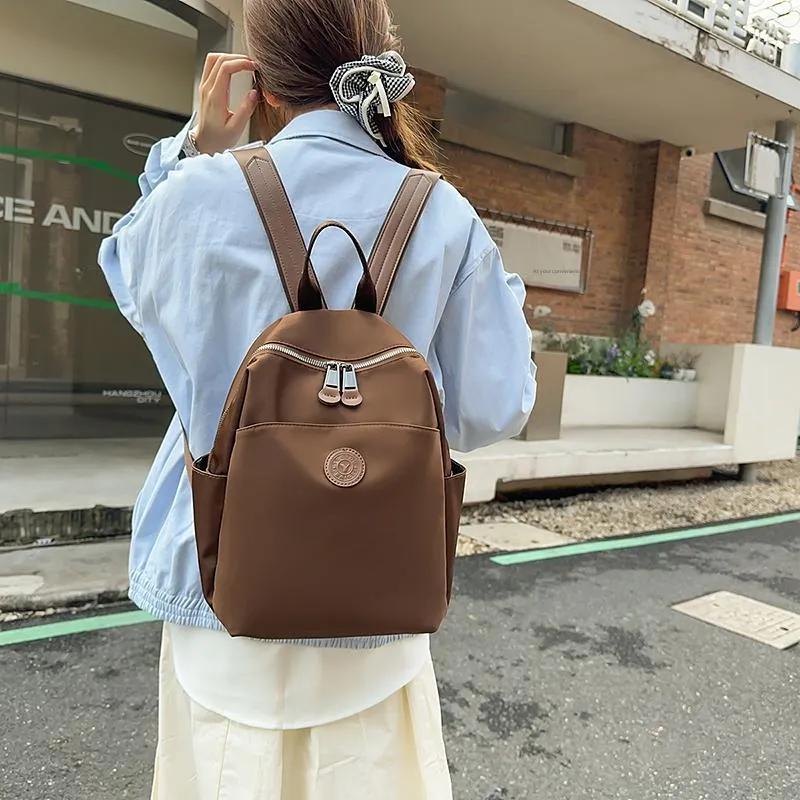 XIANGSU Nylon Backpack Small Size Unisex Coffee/Gray/Black-5