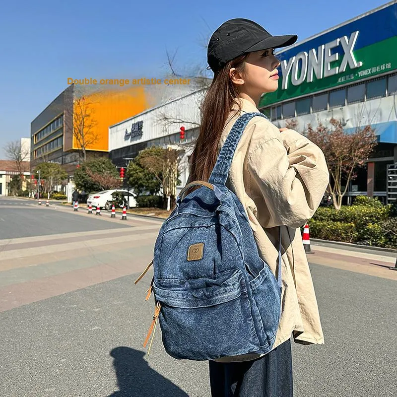 Single Warehouse Denim Backpack Regular Unisex Black/Light Blue/Dark Blue-9