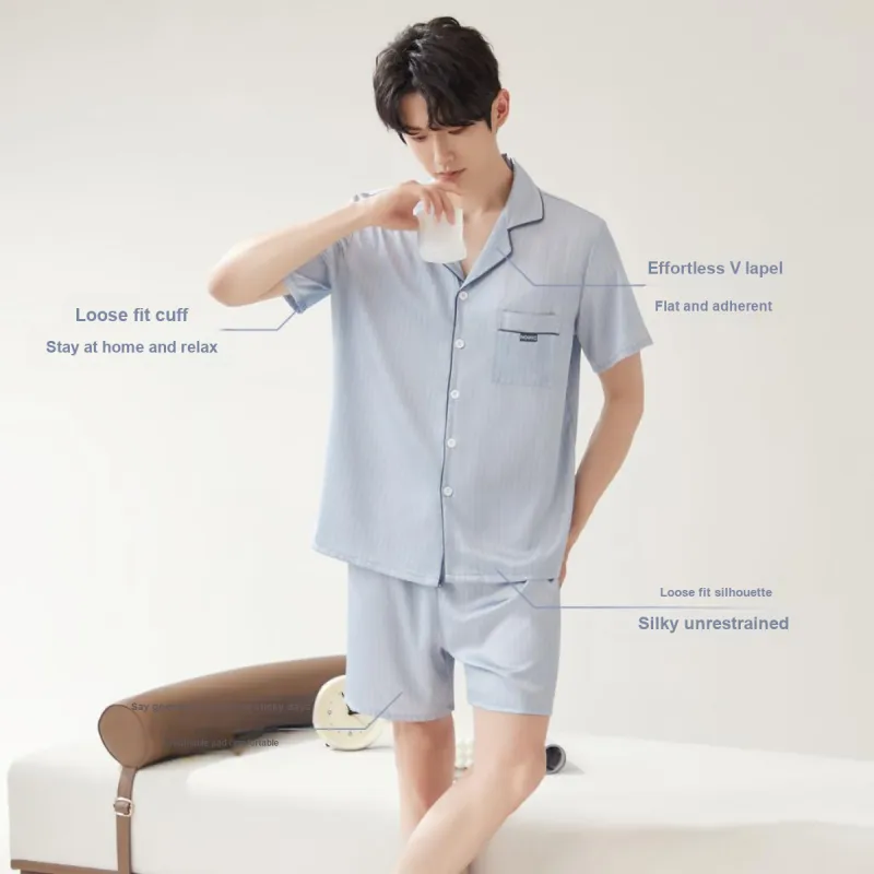 Urban Beauty Pajama Set Men's Gray Blue-4