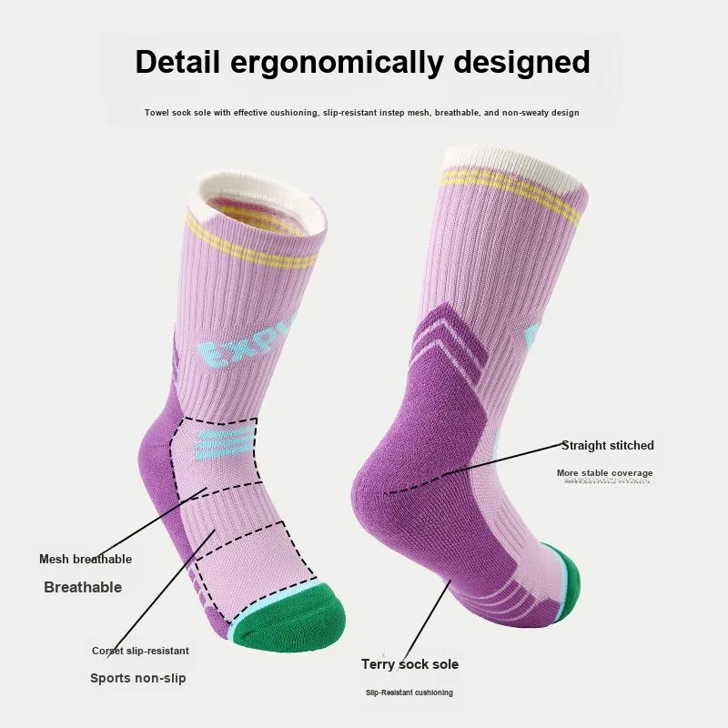 Vine Color Mid Calf Socks Unisex 3 Pack Purple-2