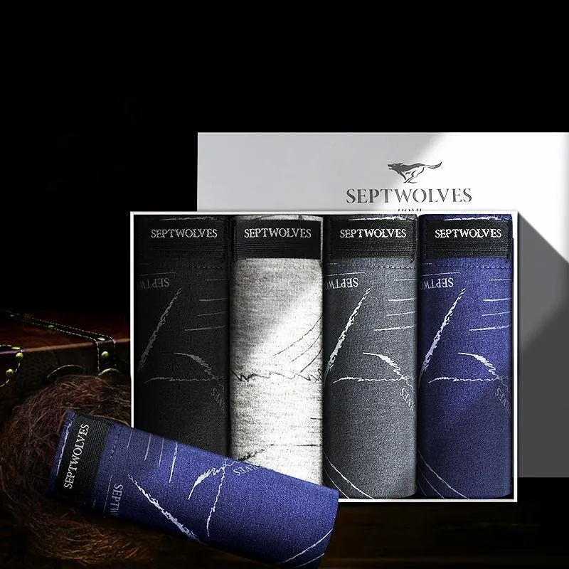 SEPTWOLVES Underpants Men's 4 Pack Gift Box Set+Shopping Bag-3