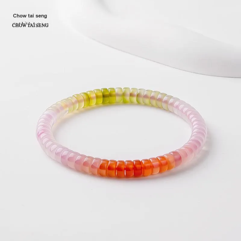 CHOW TAI SENG Agate Crystal Beaded Bracelet Unisex-3