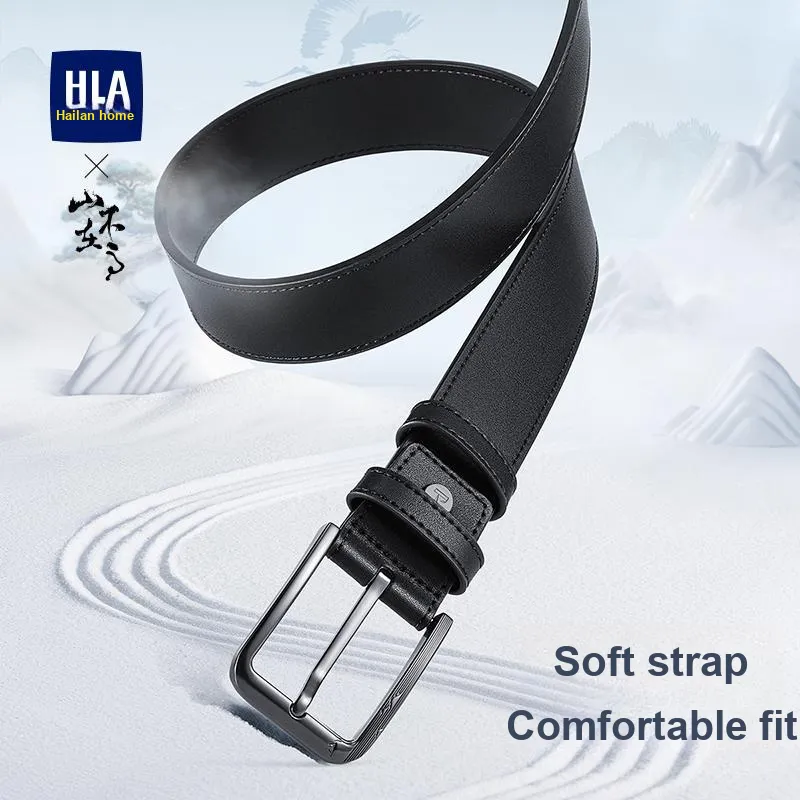 HLA Split Cow Leather Belts Men's 3.75cm-4