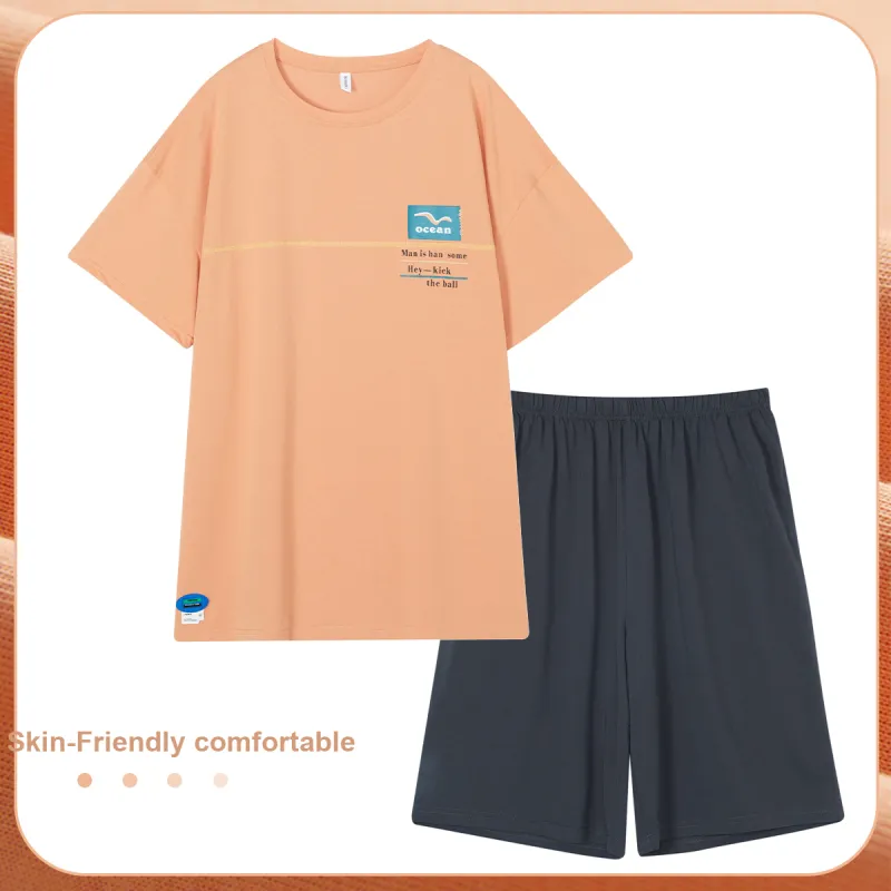 GOSO Pajama Set Men's Pink Orange-1