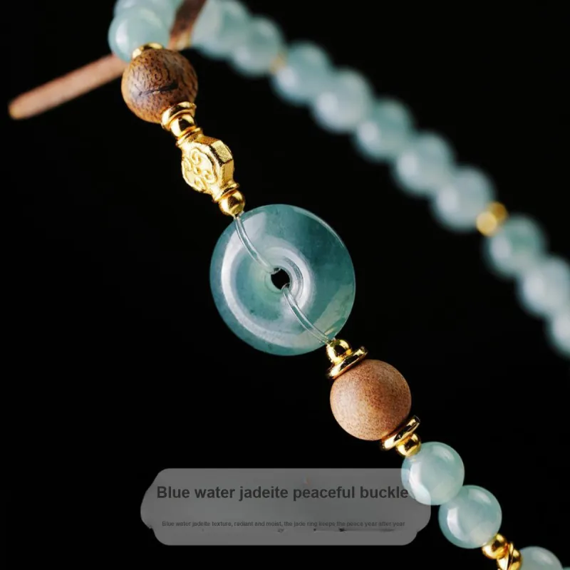 Phoenix Nirvana Ice Glutinous Blue Water Jadeite Bracelet Women's-2