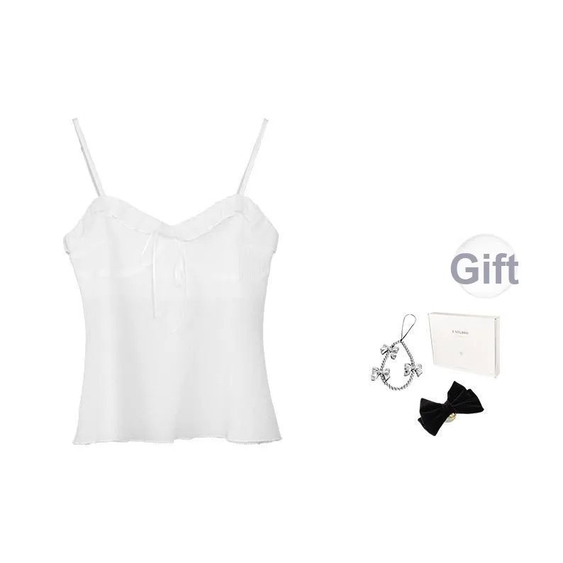 Fstudio Корейский стиль Атмосферный Отделение Бант Внутренний Топ на бретелях Женский