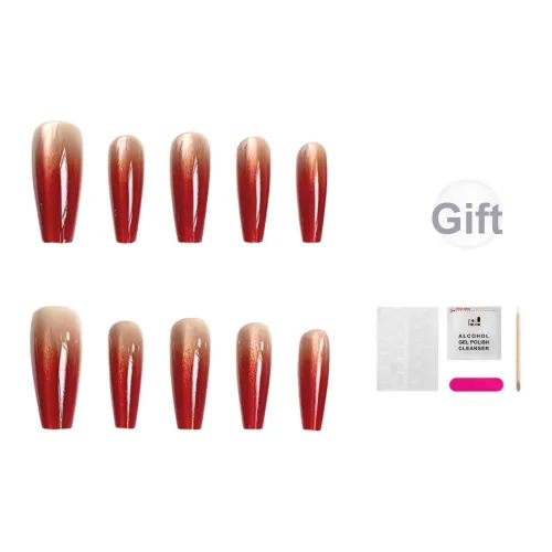 JIABITU Патч Бургунди Кончик пальца Градиентный False Nail Средний LADDER Однотонный Смудж