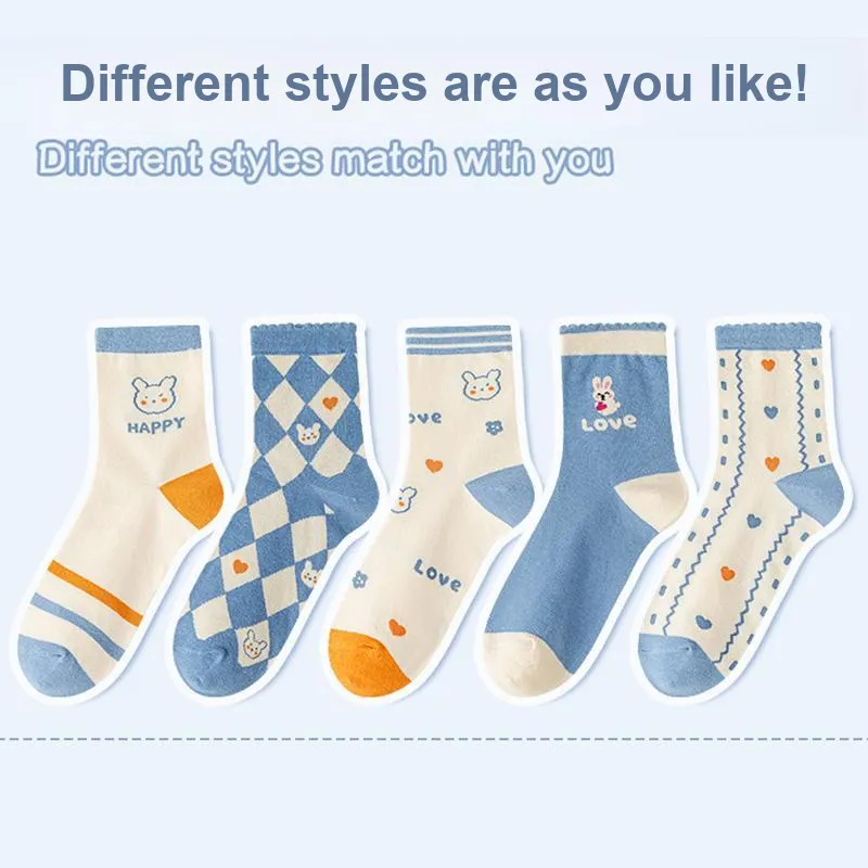 Yalu Mid Calf Socks Women's 5 Pack-22