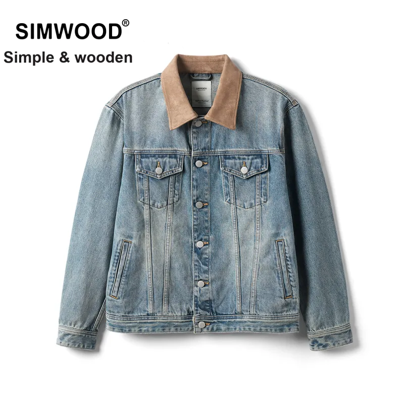 SIMWOOD Jackets Coats Men's Washable Nostalgic Blue-2