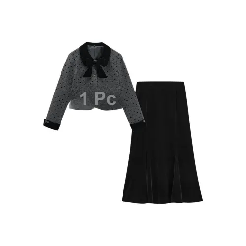 AIYIFU Черный Серый Женские Комплекты с Юбкой