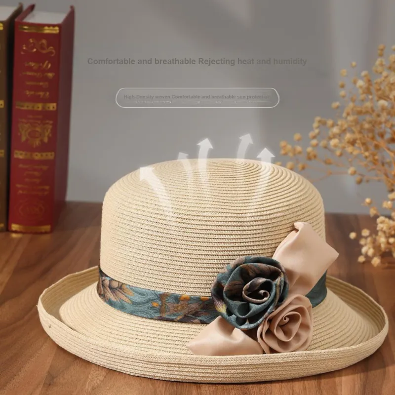 Red Bean Polyester Sun Protection Hats Women's-4
