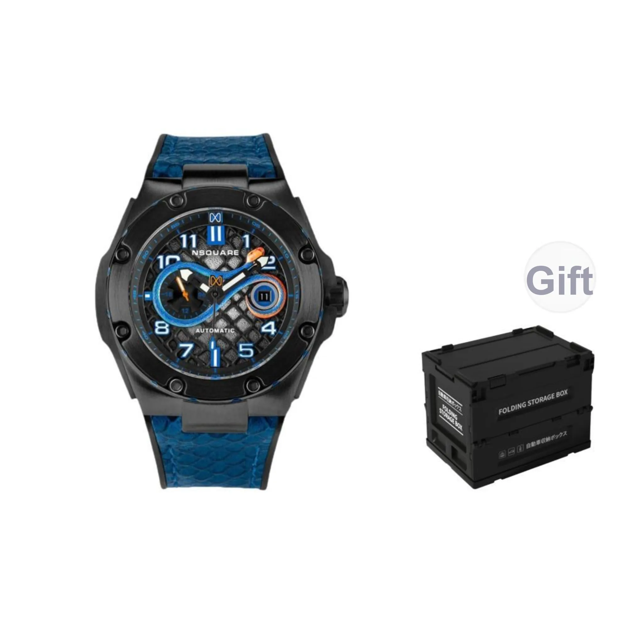 NSQUARE Snake King Pro Automatic Mechanical Movement Watch Men's Watches Black Dial