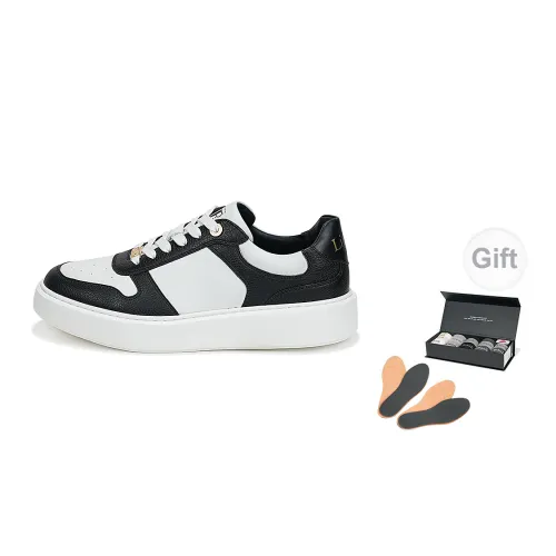 LIPAULT Skateboard Shoes Men Low-Top Black And White/Silver White