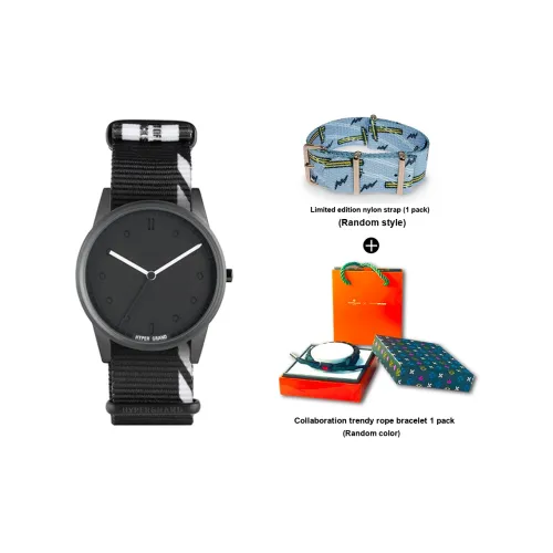 HYPERGRAND Watch Кварцевый механизм Нейлоновый ремешок Черный циферблат Унисекс NW01TAG