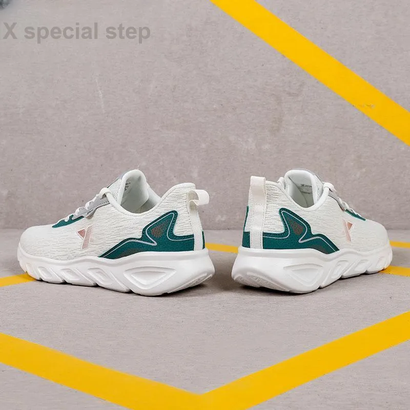 XTEP Breathable Lightweight Low Top Running Shoes Men's Sail White Velour Pine Wood Color-6