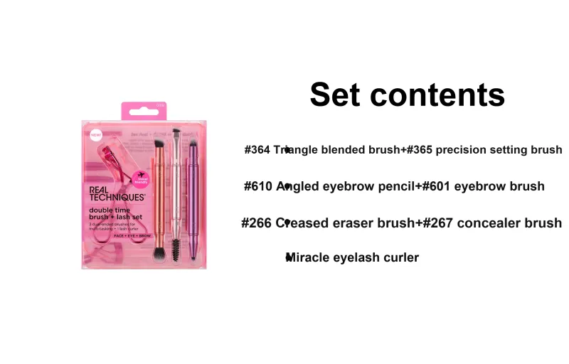 Real Techniques Double Time Brush Eyelash Curler Makeup Set Soft And Skin-friendly-1