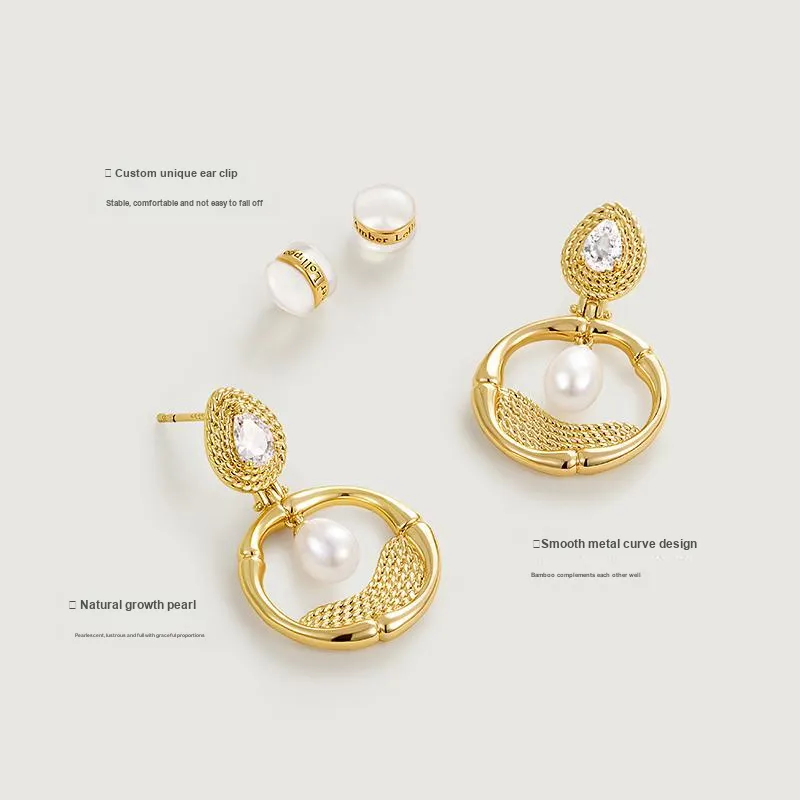 Amber Lollipop Luminous Bamboo Collection Pearl Earrings Women's-1
