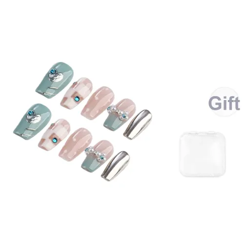 Song Biography Весна Осветляющий Позолоченный Премиум Градиент Розовый Синий False Nail Короткий LADDER 20 мм