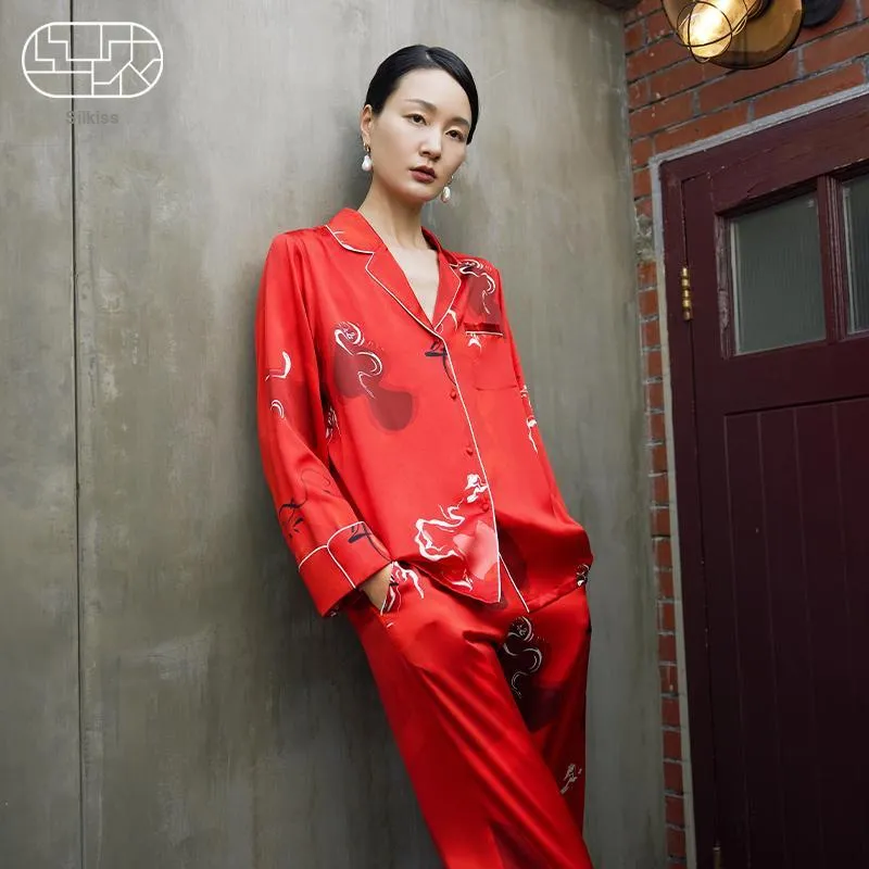 SILKISS Silk Pajama Set Women's Serpent Dance-1