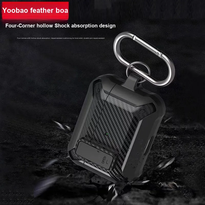 Yoobao Compatibility AirPods4 TPU Carbon Fiber Texture Lock Design Headphone Cases-2