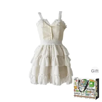 OURUOKE Slip Dresses Women's Cream White Gift Bag Style