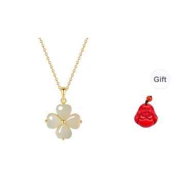 MUGONGZI Hetian Jade Necklaces Pale Greenish White Jade Women's