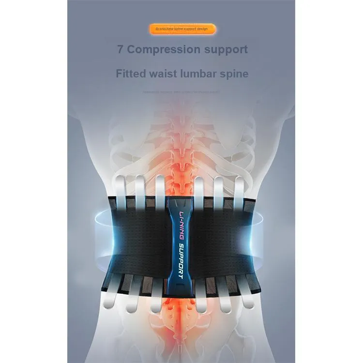 LiNing Back Support Braces Fitness Breathable Protective Compression Elastane Polyester Men's-13