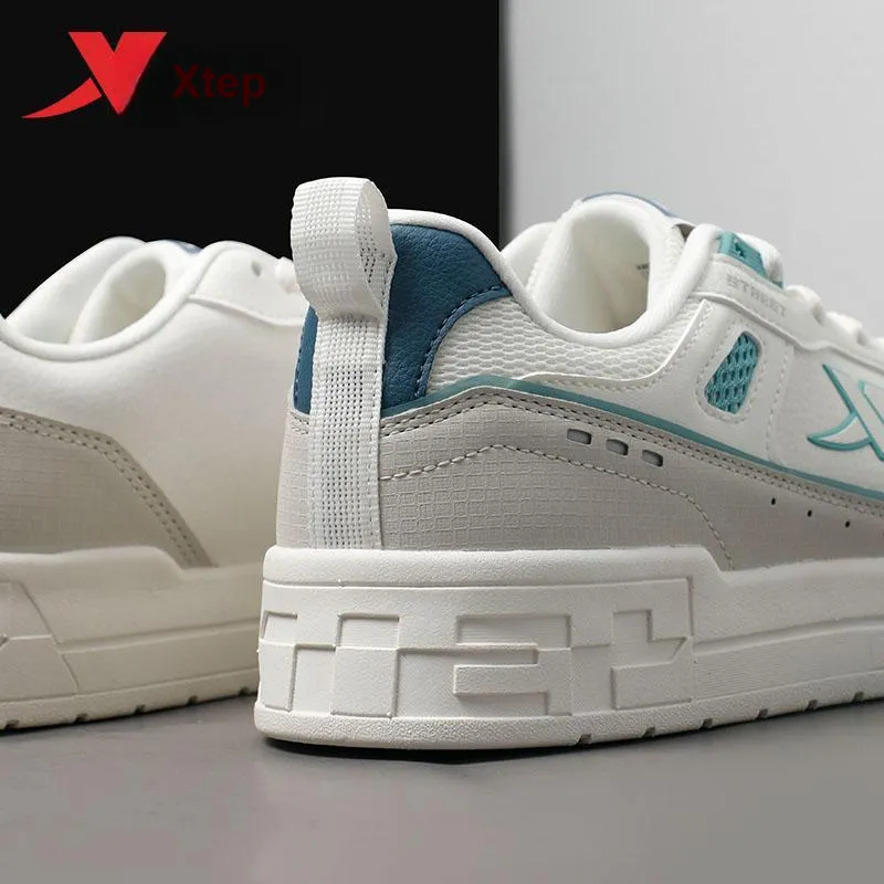 XTEP Street Play Collection Anti-Slip And Wear-Resistant Lightweight Low-Top Skateboard Shoes Men's White Gray Blue-8