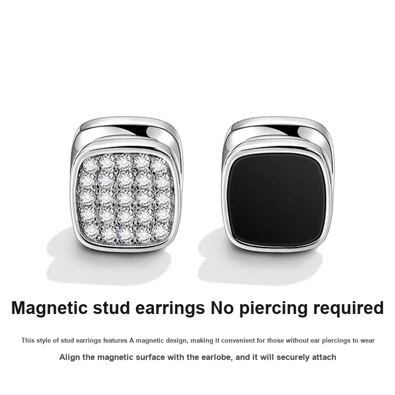 DAIRUO Zircon Clip On Earrings Men's-1