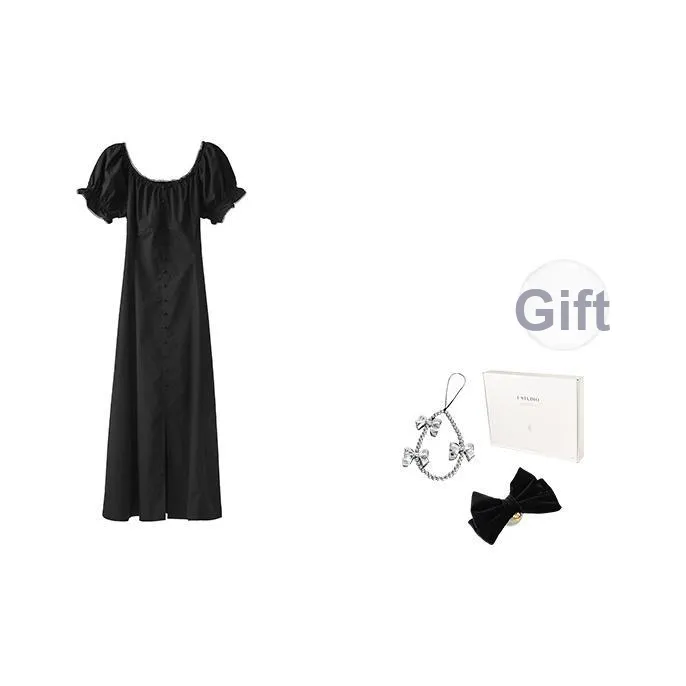 Fstudio Летний Корейский стиль Элегантность U-образный вырез С утяжкой на талии Кружево с отделкой Короткий рукав Платье Женское