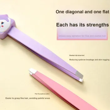 SHANGYELAMEILA Eyebrow Tweezers Eyebrow Epilating Tool Flat + Bevel Combination