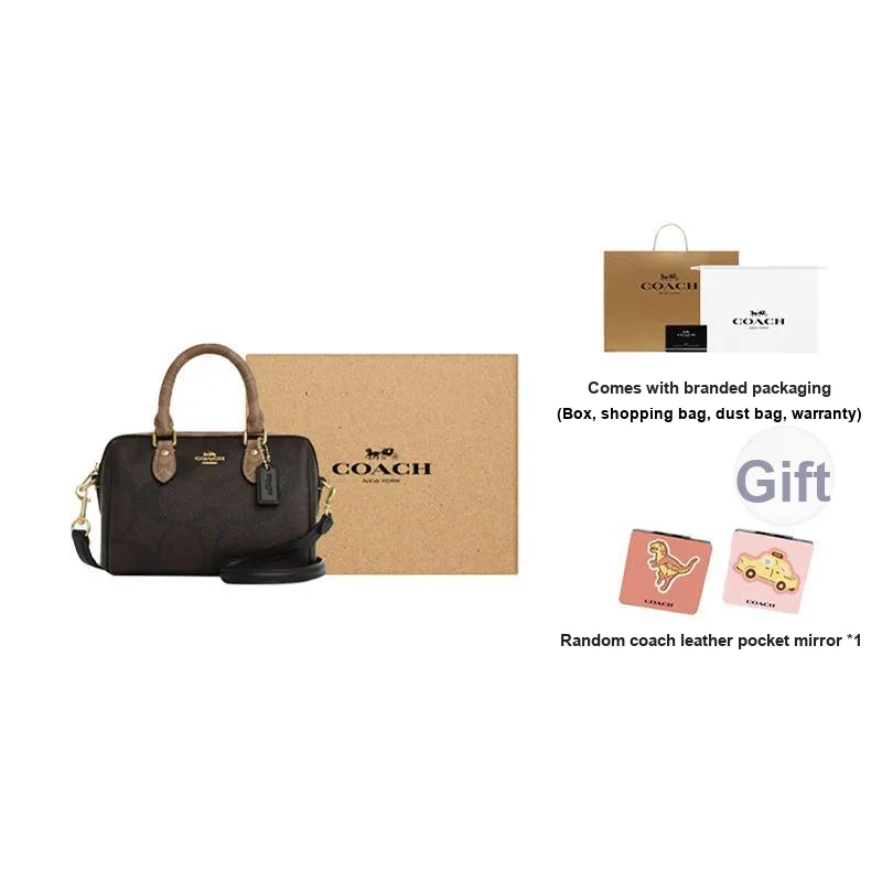COACH Rowan Leather Shoulder Bag, Crossbody Bag, Handbag Mini Women's Tan-10