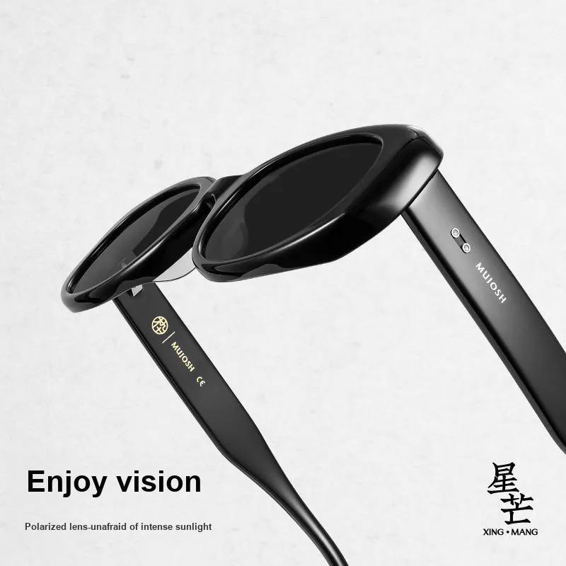MUJOSH Plate Frame Oval Retro Trendy Sun Protection Sunglasses With UV Protection And Polarized Lenses Unisex-2