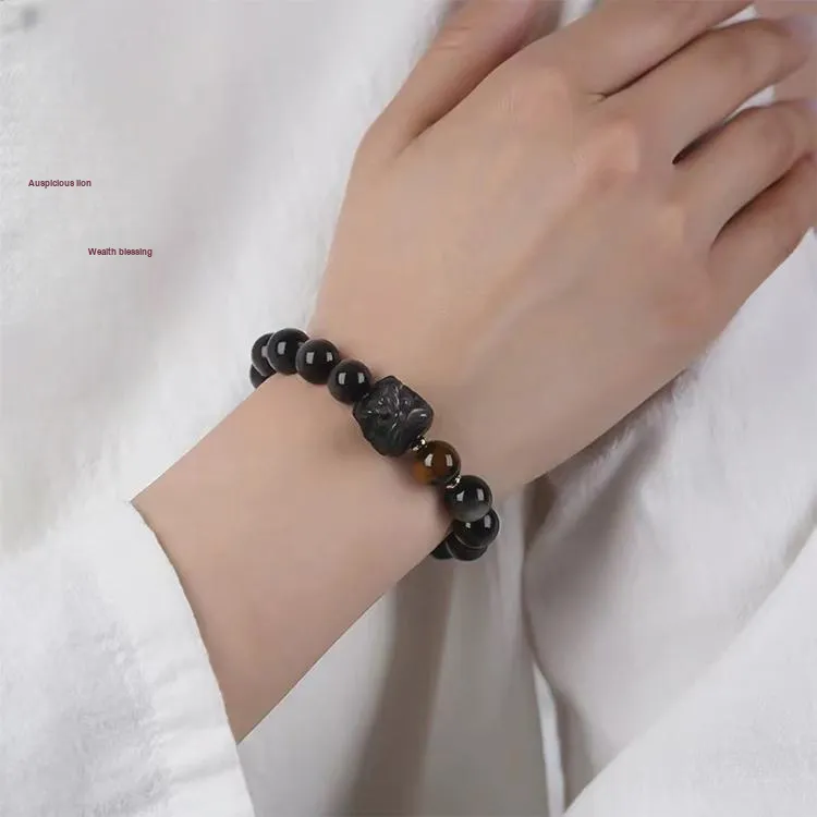 JOLLY NOTE Obsidian Bracelets Men's-2