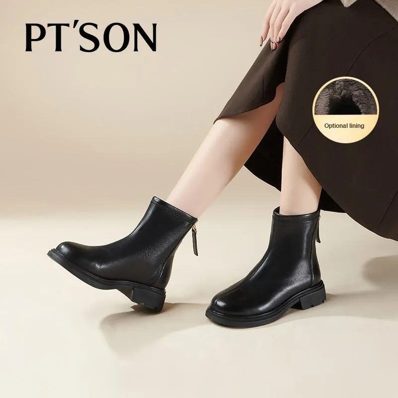 PT'SON Ankle Boots Women's Black/Apricot-17