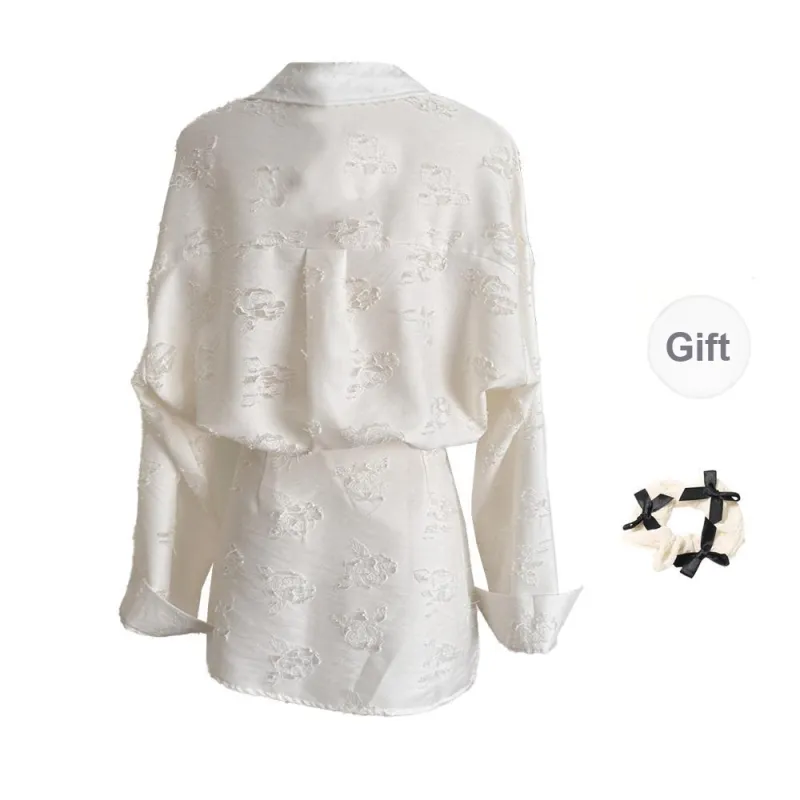 XUOIZA Long Sleeved Dresses Women's Moon White+Bowknot Hair Tie Comes With-1