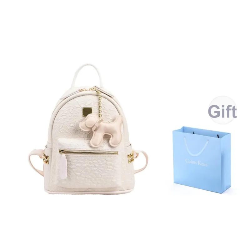 COLINS KEIRS Fabric Niche Design Stud University Student Backpack Commute School Backpack Regular Women's White-0