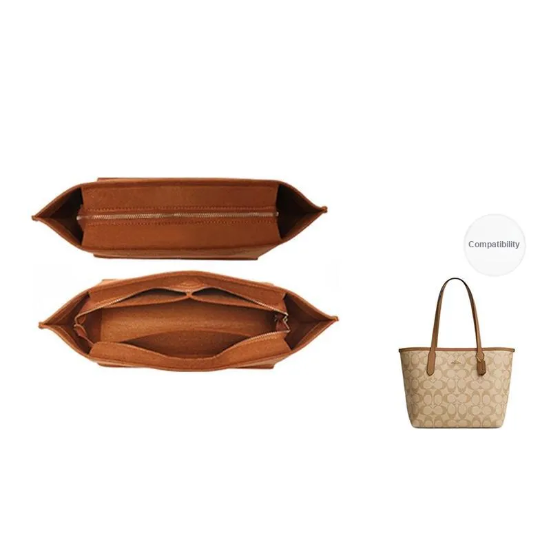Ingenuity Handmade Felt Artificial Leather Interior Pocket Storage Accessories Bag Strap Women's Beige/Brown-5