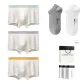 7A Grade Antibacterial 100% cotton[Leaf+Chain+Large Diamond]+[100% cotton Ankle Socks X2 Pack]Gift Box Set