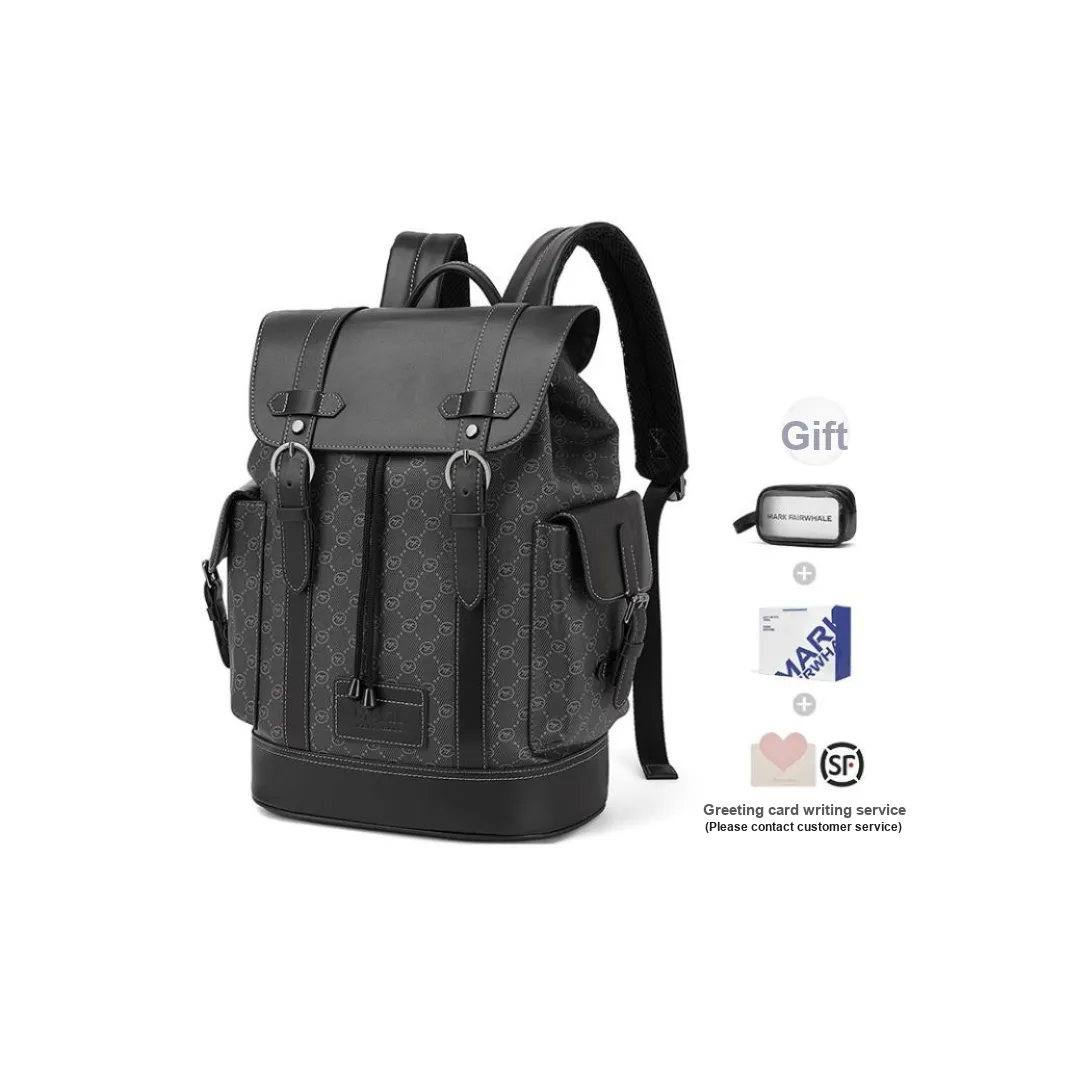 FAIRWHALE Synthetic Leather Laptop Bag Backpack Regular Men's Black