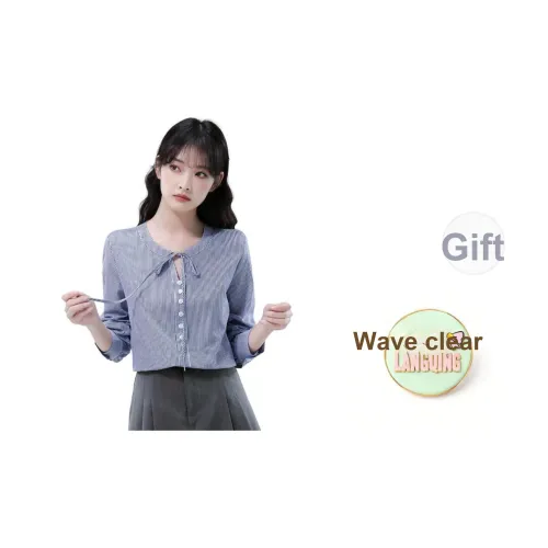 LANGQING Синий Бесплатная доставка с бренд наклейкой Женские рубашки