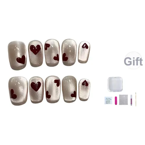 A Few More Cute Handcrafted False Nail Короткий LADDER Красный Nude Кошачий глаз