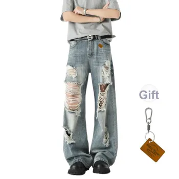 GELANYIFU GL Jeans Unisex Blue With Keychain Leather Label Charm