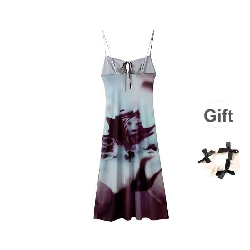 TURN UP Slip Dress Women's Image Color+Bowknot Hair Tie Comes With-1
